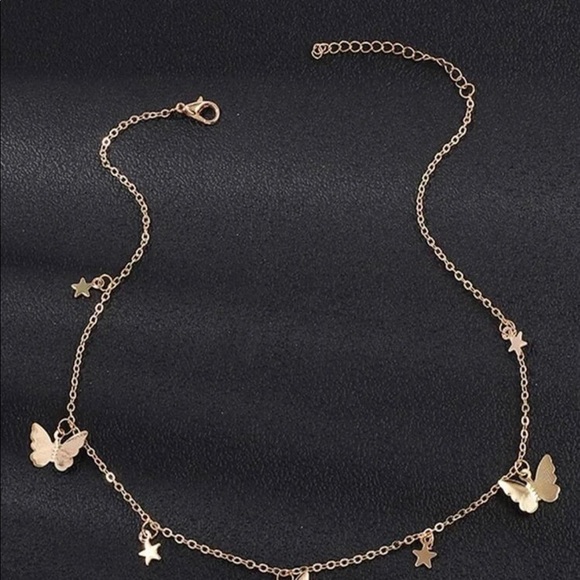 Gold 4/$25 rhinestone butterfly necklace - Picture 2 of 2